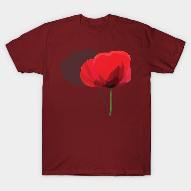 Low Poly Poppy T-Shirt by ErinFCampbell